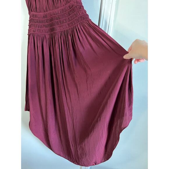 Ramy Brook Audrey Elastic Waist Dark Red Maxi Dress Sz S Burgundy Bordeaux - Picture 10 of 12